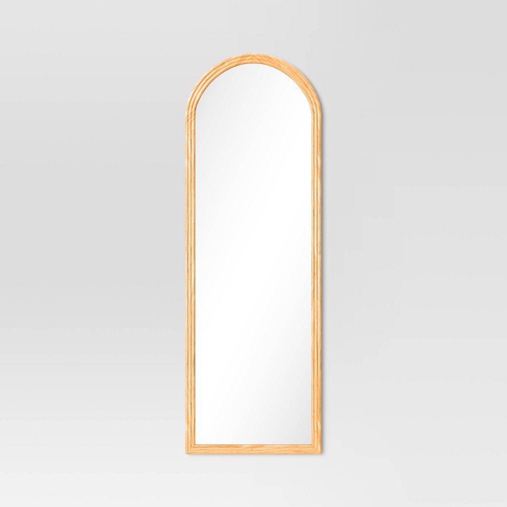Photos - Wall Mirror 22" x 65" Fluted Arch Floor Mirror Light Natural - Threshold™