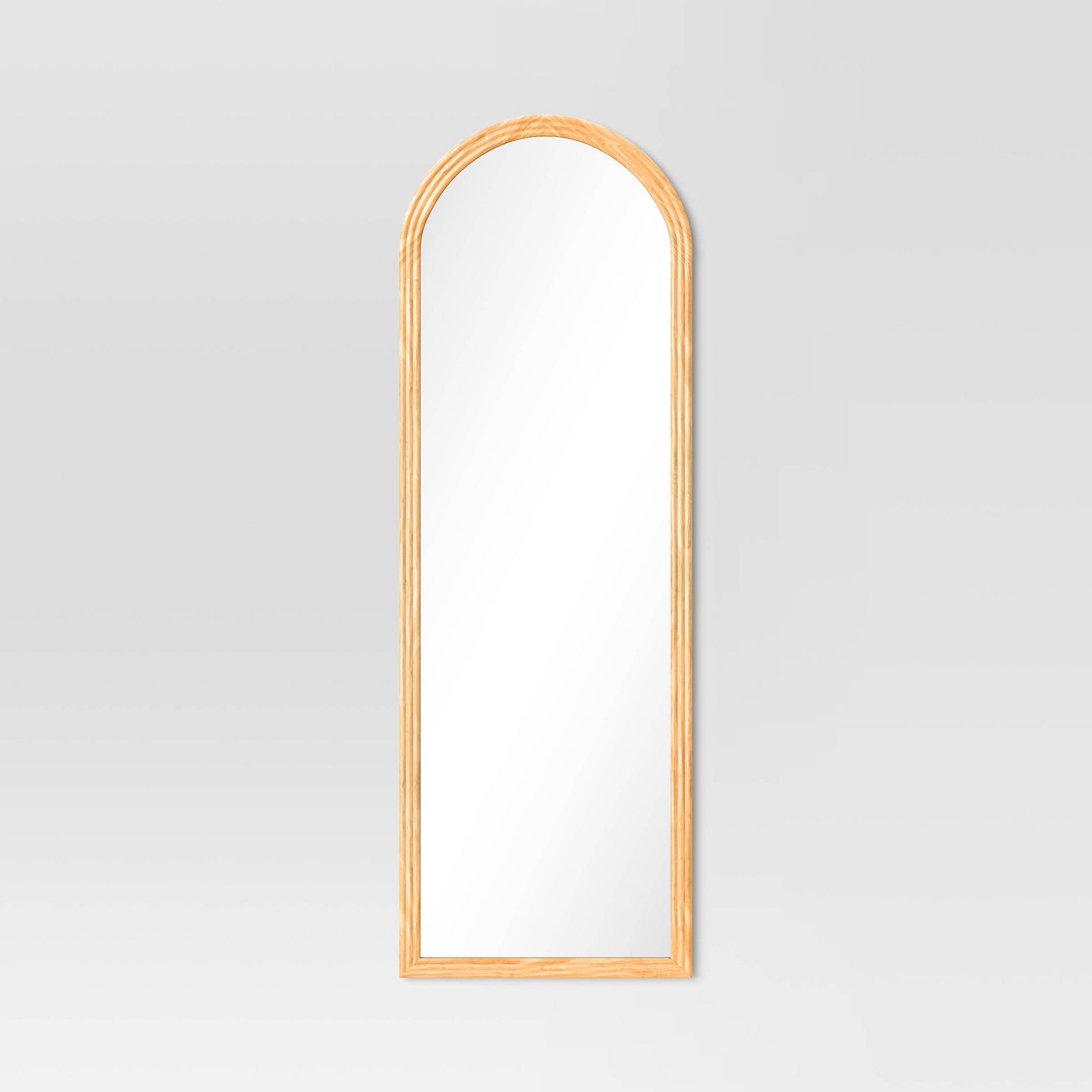22" x 65" Fluted Arch Floor Mirror Light Natural - Threshold™: Pine Frame, No Assembly Required