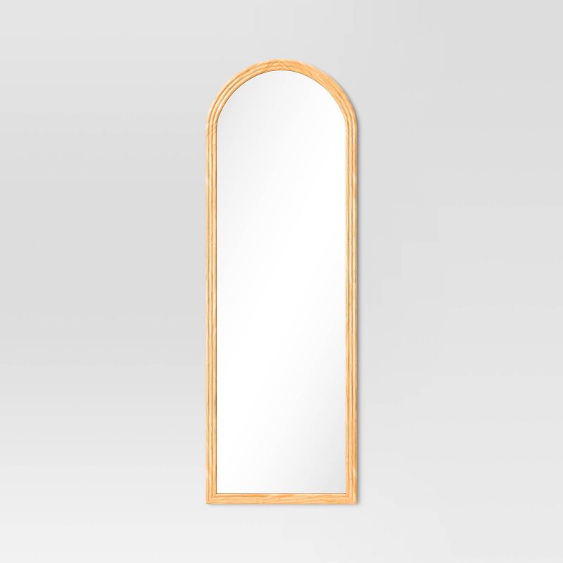 22&#34; x 65&#34; Fluted Arch Floor Mirror Light Natural - Threshold&#8482;, 1 of 6