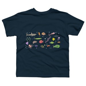 Boy's Design By Humans Funny sea creatures cartoon illustration By thefrogfactory T-Shirt - 1 of 3