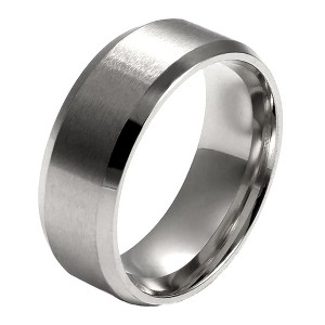 8mm Wedding Band Ring Womens Mens Black Stainless Steel Ginger Lyne Collection - 1 of 4