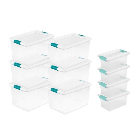 Sterilite 70 Quart Ultra Storage Container Box (4 Pack) & 6 Quart Tote (12 Pack)