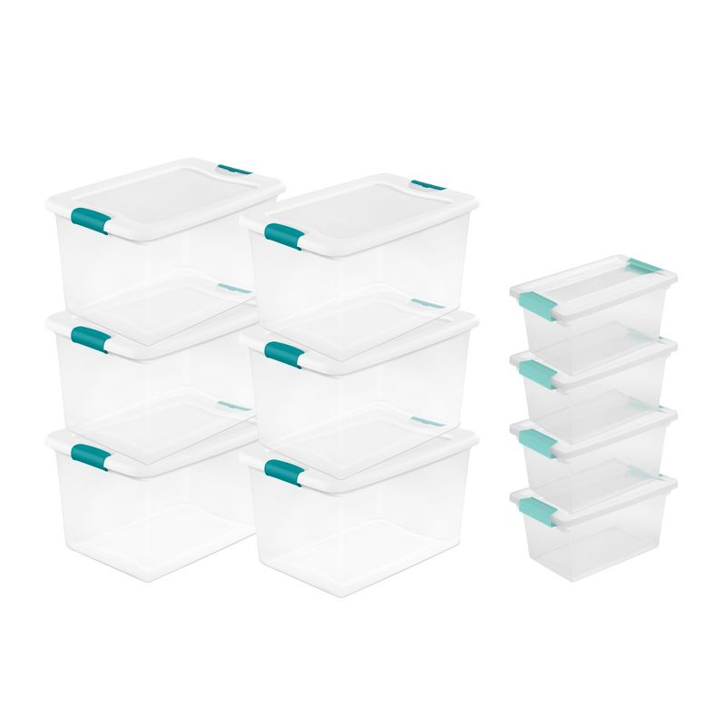Sterilite 64 Quart Latching Clear Plastic Storage Organizer Tote Container Bin Box, 6 Pack & Medium Clip Boxes for Organization and Storage, 4 Pack, 1 of 7