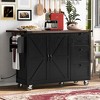 Rolling Kitchen Island, with Spice Rack, Towel Rack, Open Side Racks, Power Outlet and Storage Drawers, Multiple Design Styles and Color Combinations - 4 of 4