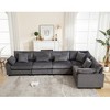 Oversized Modular Sectional Sofa Couch Set, 5-Seater L-Shaped Sectional for Living Room, Corduroy Upholstered Modular Sofa with 7 Free Pillows - 4 of 4