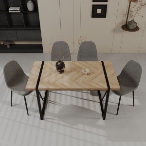 NicBex 59" Dining Table Set for 4 Light Wood Dining Table Metal Base with 4 Chairs for Dining Room - 1 of 4