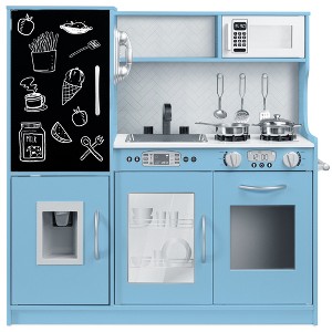 Best Choice Products Pretend Play Kitchen Wooden Toy Set for Kids w/ Telephone, Utensils, Oven, Microwave - 1 of 4
