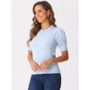 Allegra K Women's Ribbed Knit Crew Neck Lantern Short Sleeve Casual Blouse - 2 of 4