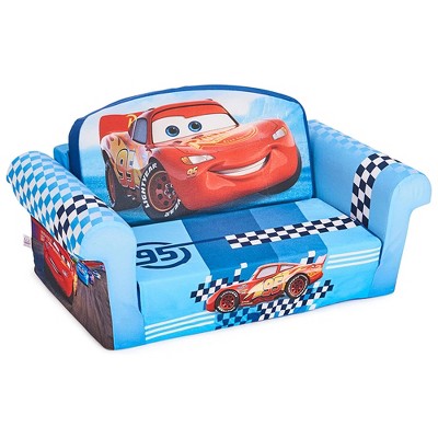 Marshmallow Furniture Children Kid's Toddlers 2 in 1 Flip Open Compressed Foam Couch Sofa and Sleeper Bed for Ages 18 Months and Up, Pixar's Cars