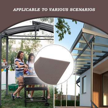 Aoodor 6PCS 38'' (W) x 62'' (L) x 0.2'' Brown Twin-Wall Polycarbonate Window Awning Panels: Waterproof, UV-Protected for Patio Gazebo Roof & Cover