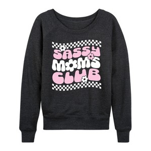 Women's - Instant Message - Sassy Moms Club Lightweight French Terry Wide Neck Long Sleeve Graphic Shirt - 1 of 4