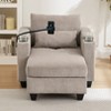 KTMBDW Convertible Sofa, Corduroy Chaise Lounge Sofa with 2 Cup Holders and Phone Holder, Armrests with Built-in Storage  for Bedroom - 3 of 4