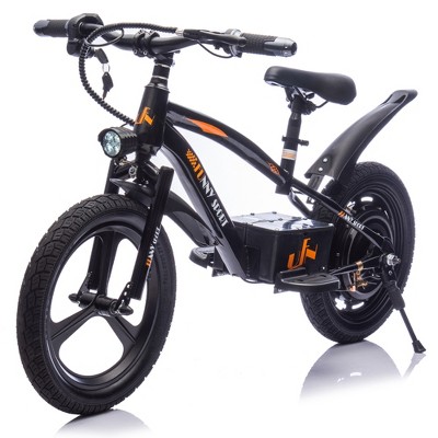 ORRD 24V 300W Kids Electric Dirt Bike for Ages 5-12, Up to 12.4MPH, 16" Wheels, Adjustable Seat, LED Light & Horn, Balance Bike,Black