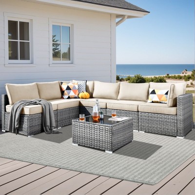 XIZZI Modular Outdoor Patio Furniture Set w/ Optional Coffee Table, Swivel Chair & Firepit - All-Weather, Waterproof & UV-Resistant