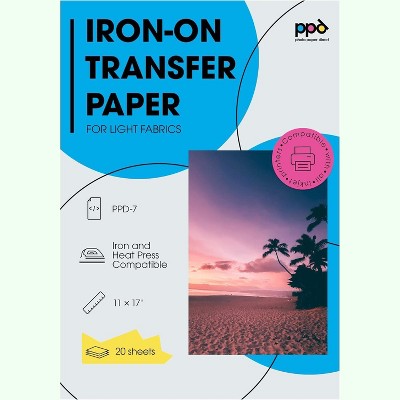 PPD Light Iron-On Transfer Paper 11x17" 20 sheets for Inkjet Printers