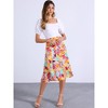 INSPIRE CHIC Women's Print Floral Peasant Elastic Waist A-Line Midi Skirts - 3 of 4