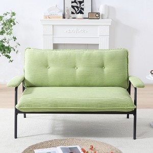SKRAN 53" Loveseat Sofa Comfy Corduroy Couches with Stylish Metal Handrails Button-Tufted Backrest for Small Living Room Home Office - 1 of 4
