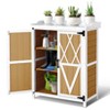Outdoor Potting Bench with Storage, Garden Work Station Cabinet with Galvanized Metal Top - 2 of 4