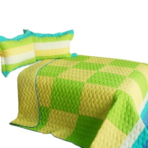Slickblue Full/Queen Size Quilt Set with Shams, Intricate Vermicelli Quilting, Patchwork Design, 3 Piece Set - 1 of 4