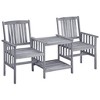 vidaXL Patio Chairs with Tea Table and Cushions Solid Acacia Wood - image 2 of 4