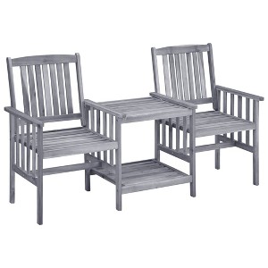 vidaXL Garden Chair With Tea Table Grey Solid Acacia Wood Medium Durable - 1 of 4