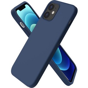 BONGEEK Compatible with iPhone 12 Mini Case, Slim Liquid Silicone 3 Layers Full Covered Soft Gel Rubber with Microfiber Case Cover 5.4 inch-Navy Blue - 1 of 4