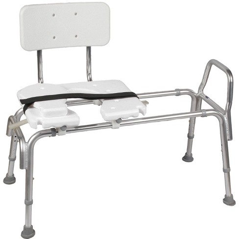 DMI Tub Transfer Bench and Shower Chair with Non Slip Aluminum Body, FSA  Eligible, Adjustable Seat Height and Cut Out Access, Holds Weight up to 400