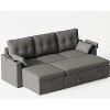 84" Modern Sleeper Sofa Bed, Upholstered Reversible Sectional Sofa Couch, Deep Seat Sofa Couch for Living Room Bedroom Apartment Office - 4 of 4