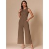 INSPIRE CHIC Women's Dressy Casual One Piece Outfits Sleeveless Crewneck Wide Leg Summer Jumpsuit - 4 of 4