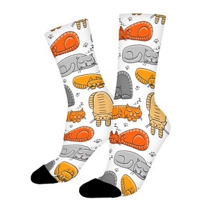 Sleeping Cats And Paws Women Printed Crew Socks Funny Funky Socks Soft Polyester Novelty Gifts for Artists Men - 1 of 1