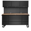 72-inch Rolling Tool Chest Cabinet Garage Workbench with 15 Storage Drawers and Wheels, 3 Upper Cabinet, Pegboard, Steel Large Tool Box - 2 of 4