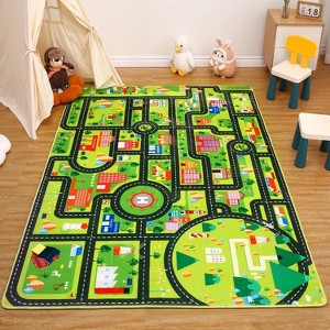 Kids Carpet, City Traffic Road Carpet, Super Soft, Non-Slip, Learning Exercise Mat / Puzzle Car Carpet, Bedroom / Kids Room / Playroom - 1 of 4