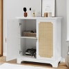 Rattan Sideboard Buffet Cabinet with Adjustable Shelves,31'' Boho Storage Console Table for Entryway Living Room-Baofuwish - 3 of 4