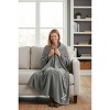 Personalization Mall All About Me Embroidered Initial Fleece Blanket, Grey, 60" x 80" - 3 of 4