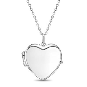 Girls' Heart Shaped Photo Sterling Silver Locket Necklace - In Season Jewelry - 1 of 4