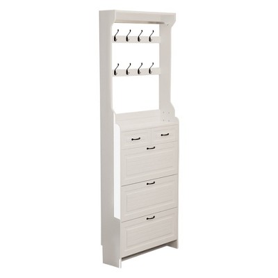 Shoe Storage Cabinet for Entryway, Slim Shoe Cabinet with 3 Flip Doors, 2 Drawers and Hanger, Freestanding Shoe Rack Organizer