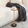 Syemin End Tables Adjustable Side Table Small Tea Martini Table Gold Natural Marble Decorative Pedestal End Table, Gold, 7.9"*7.9"*22.1" - 4 of 4