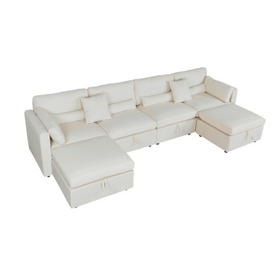 Modern Minimalist Cream Two-Seater Sofa