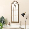 LuxenHome Natural Wood Finish Accent Arched Window Wall Mirror Brown - 3 of 4