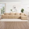 Modular 4-Seat L-Shaped Sectional Sofas, Deep Seat Cloud Couch with 1 Movable Ottoman & Throw Pillows, Plush Corduroy Boneless Sofa for Living Room - 3 of 4