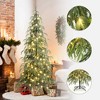 LuxenHome 6.5Ft Pre-Lit Slim Artificial Cedar Christmas Tree with Metal Stand Green - 3 of 4