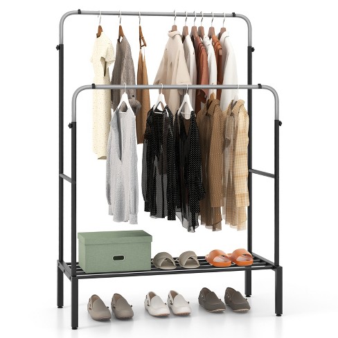 Costway Double Rods Garment Rack 2 Heights Adjustable Clothing Rack Heavy Duty Metal Frame Clothing Rack For Hanging Clothes Target