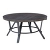 Powell 3pc Galway Wood Top and Charcoal Gray Metal Round Coffee and Side Table Set Charcoal Brown: Rustic Living Room Furniture Set - 3 of 4