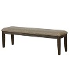 HOMES: Inside + Out 63" Lemieux Upholstered Dining Bench Brown: Padded Seat, Nailhead Trim, Wood Legs - 2 of 3