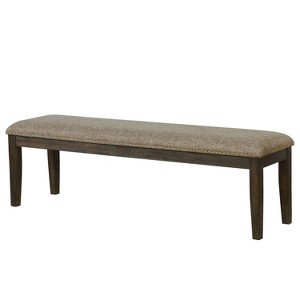 HOMES: Inside + Out 63" Lemieux Upholstered Dining Bench Brown: Padded Seat, Nailhead Trim, Wood Legs - 1 of 3
