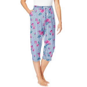 Dreams & Co. Women's Plus Size Knit Sleep Capri - 1 of 4