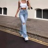 Coolmee Women's Ripped High Waisted d Jeans Wide Leg Destroyed Denim Pants - 3 of 4