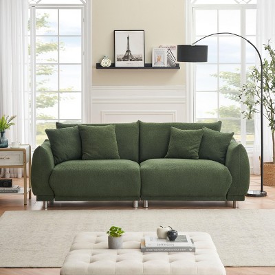 NicBex Couches for Living Room 86.6" Loveseat Sofa Teddy Upholstered 2-Seat Couch Soft Sponges Modern Lounge Sofa with 4 Cozy Cushions