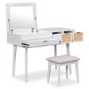 43.3" Yami Classic Wood Bedroom Vanity Table Makeup Dresser Desk with Mirrored Drawers and Stool-Maison Boucle - 4 of 4