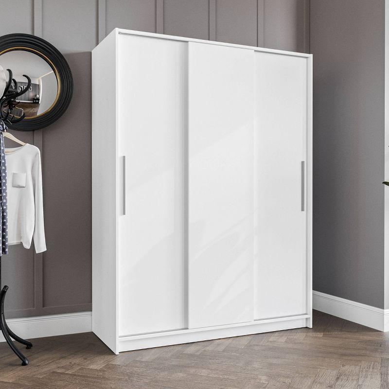 Denmark 3 Sliding Doors Clothing Armoire White - Polifurniture, 3 of 10